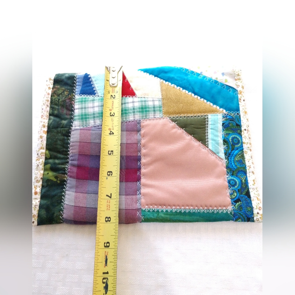 Adorable Vintage Patchwork Clutch Bag Pouch Homemade Handmade Colorful - Picture 10 of 14